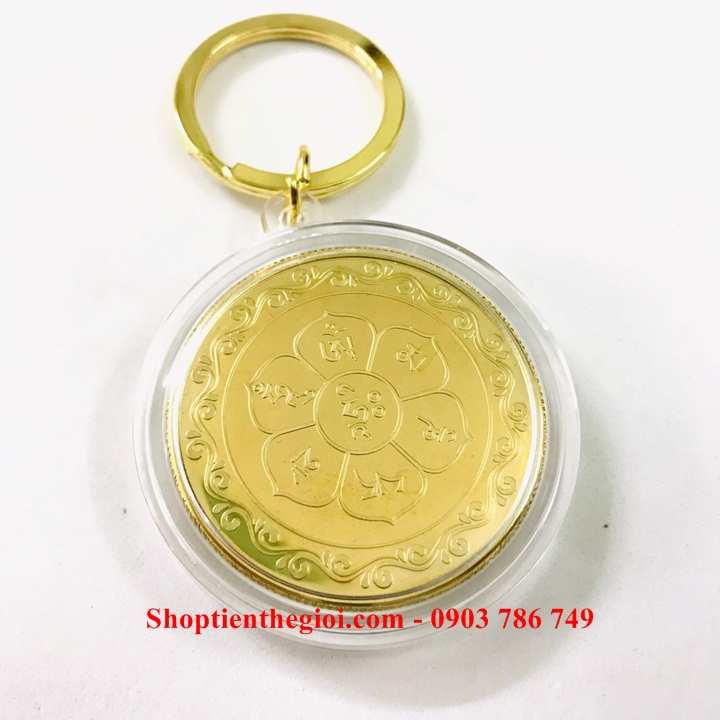 Móc Khóa Xu Quan Âm Vàng In Màu - SP005204 